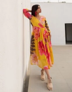 Tuscany Flowers Wrap Dress -ZAZU Clothing Shop sw10806