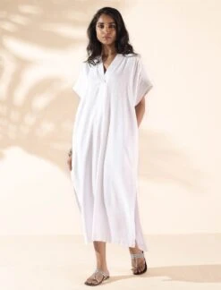 White Cotton Oversized Dress -ZAZU Clothing Shop tb33102