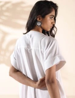 White Cotton Oversized Dress -ZAZU Clothing Shop tb33105