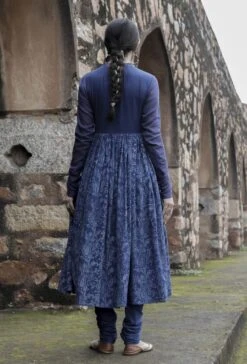 Set Of 3:Kashni Indigo Pishwas Style Kurta Dress, Churidar & Organza Dupatta 10 Set Of 3:Kashni Indigo Pishwas Style Kurta Dress, Churidar & Organza Dupatta -ZAZU Clothing Shop tjmk282214