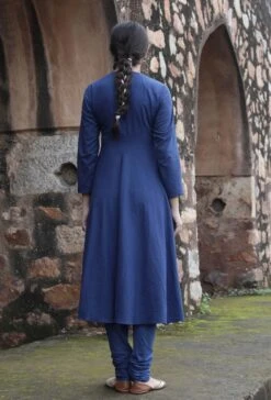 Set Of 2:Innaya Indigo Cotton Flared Kurta Dress & Churidar -ZAZU Clothing Shop tjmk28225b