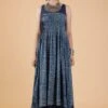 Set Of 2:Bhakti Indigo Jaal Print Pleated Kurta Dress & Palazzo Pants -ZAZU Clothing Shop tjmk282641