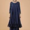 Set Of 2:Iniya Indigo Buti & Jaal Printed Anarkali Dress & Kalidar Palazzo Pants 2 Set Of 2:Iniya Indigo Buti & Jaal Printed Anarkali Dress & Kalidar Palazzo Pants -ZAZU Clothing Shop tjmk282681