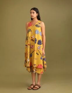 Fresh Breeze Mustard Handwoven Cotton Dress -ZAZU Clothing Shop ttch002843