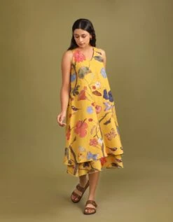 Fresh Breeze Mustard Handwoven Cotton Dress -ZAZU Clothing Shop ttch002844