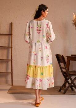 Tuscany Tiered Dress In Ivory -ZAZU Clothing Shop tuscanytieredivb