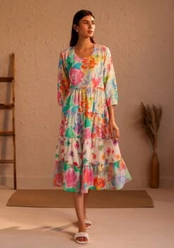 Venice Tiered Dress In Multi -ZAZU Clothing Shop venicetieredmulti2