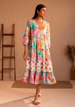 Venice Tiered Dress In Multi -ZAZU Clothing Shop venicetieredmulti3
