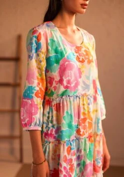 Venice Tiered Dress In Multi -ZAZU Clothing Shop venicetieredmulti6