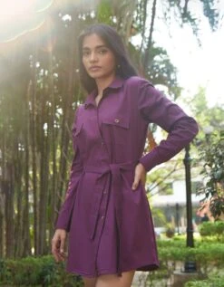 Wine Taylor Shirt Dress -ZAZU Clothing Shop vs0164 1