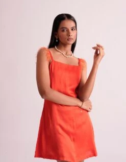 Orange Matera Dress -ZAZU Clothing Shop vs050b