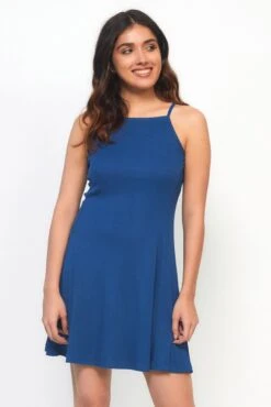 Rib Skater Dress- Cobalt Blue -ZAZU Clothing Shop wdr017cobb