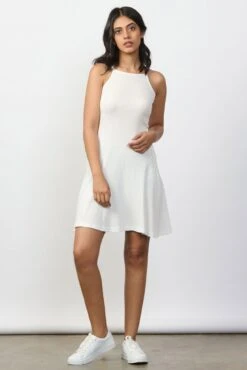 Rib Skater Dress- Marshmallow White