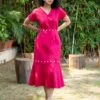 Pink Cotton Poplin Midi Dress -ZAZU Clothing Shop wdrs4721