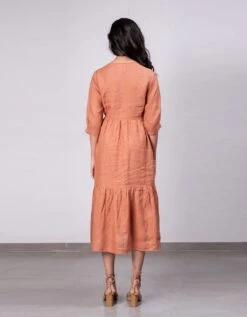 Meadow Linen Dress With Pockets - Sand Brown -ZAZU Clothing Shop zebvlf04sb3