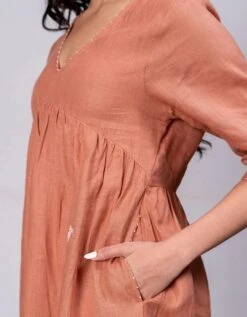 Meadow Linen Dress With Pockets - Sand Brown -ZAZU Clothing Shop zebvlf04sb5